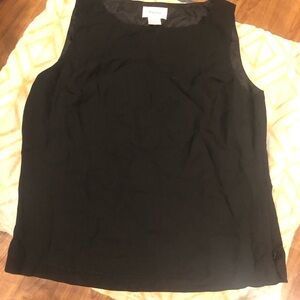 Neiman Marcus 100% Silk Black Sleeveless Shell Top Side Zip NWT